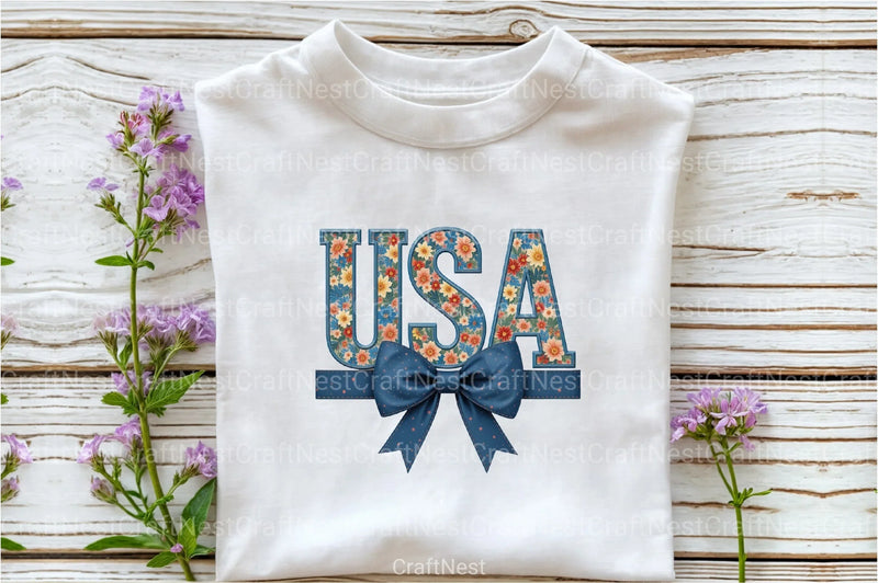 USA 4th of July Coquette Bow Flowers Clipart Bundle 2 - CraftNest - Digital Crafting and Art