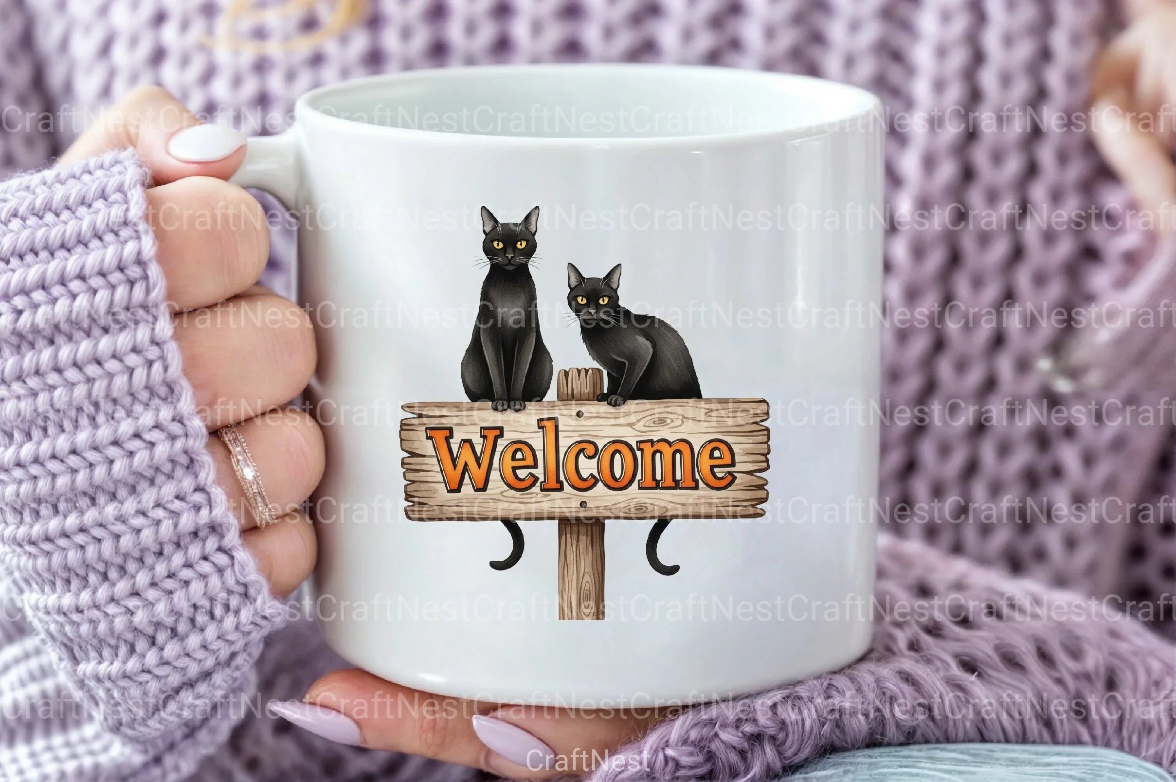 Black Cat Welcome Sign Clipart Bundle - CraftNest - Digital Crafting and Art
