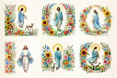Floral Jesus Clipart Collection Bundle - CraftNest - Digital Crafting and Art
