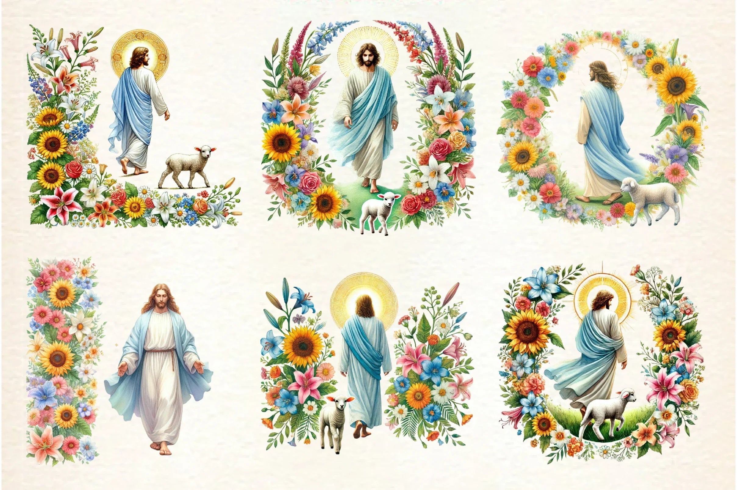 Floral Jesus Clipart Collection Bundle - CraftNest - Digital Crafting and Art