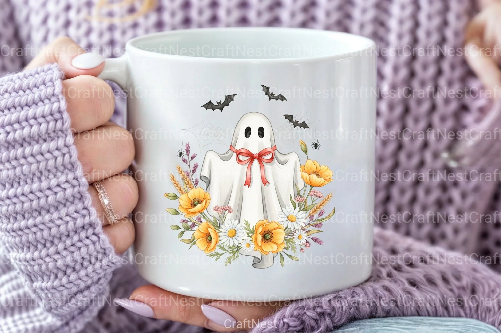 Cute Floral Halloween Lace Ghost Clipart Bundle 2 - CraftNest - Digital Crafting and Art