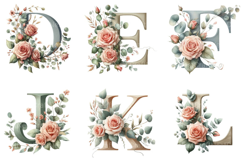 Floral Alphabet Clipart Bundle 10 - CraftNest - Digital Crafting and Art