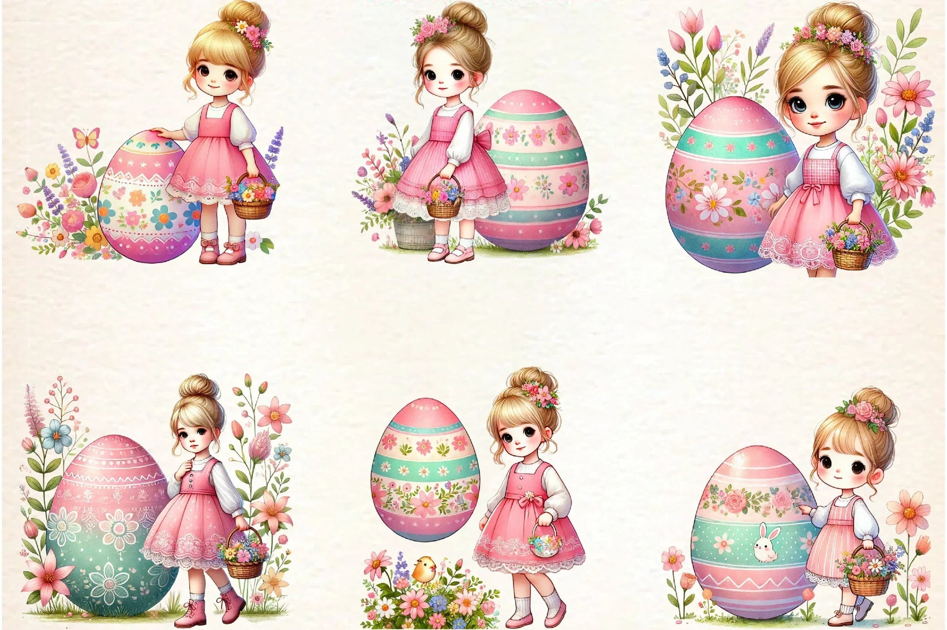 Pastel Easter Bunny & Eggs Clipart Bundle - CraftNest - Digital Crafting and Art