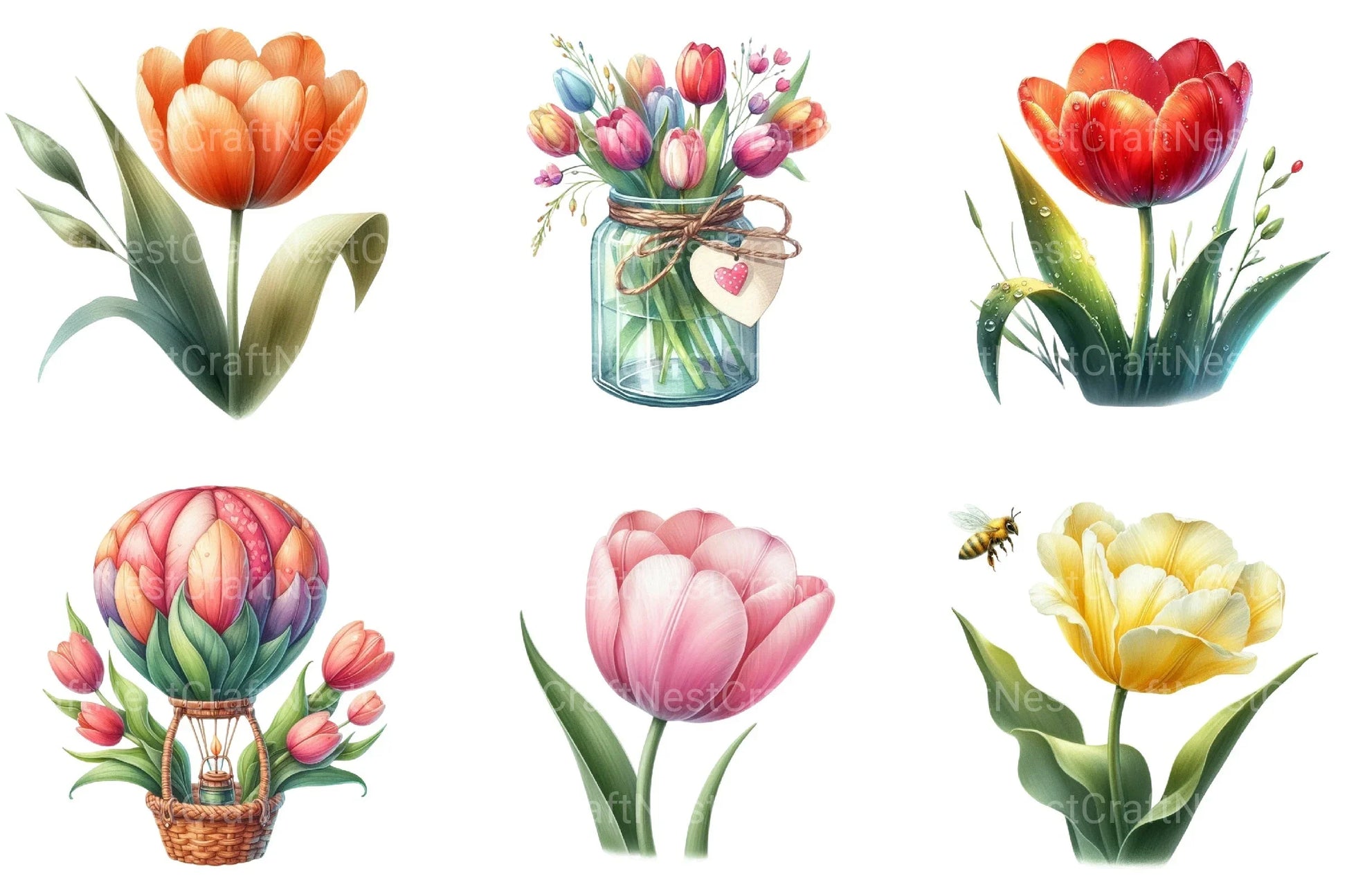 Amsterdam Summer Tulips Clipart Bundle 2 - CraftNest - Digital Crafting and Art