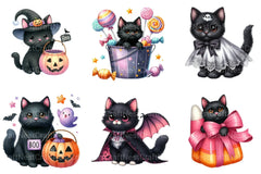 Black Cat Coquette Halloween Clipart Bundle - CraftNest - Digital Crafting and Art