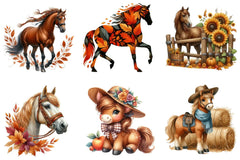 Autumn Brown Horse Clipart Bundle - CraftNest - Digital Crafting and Art