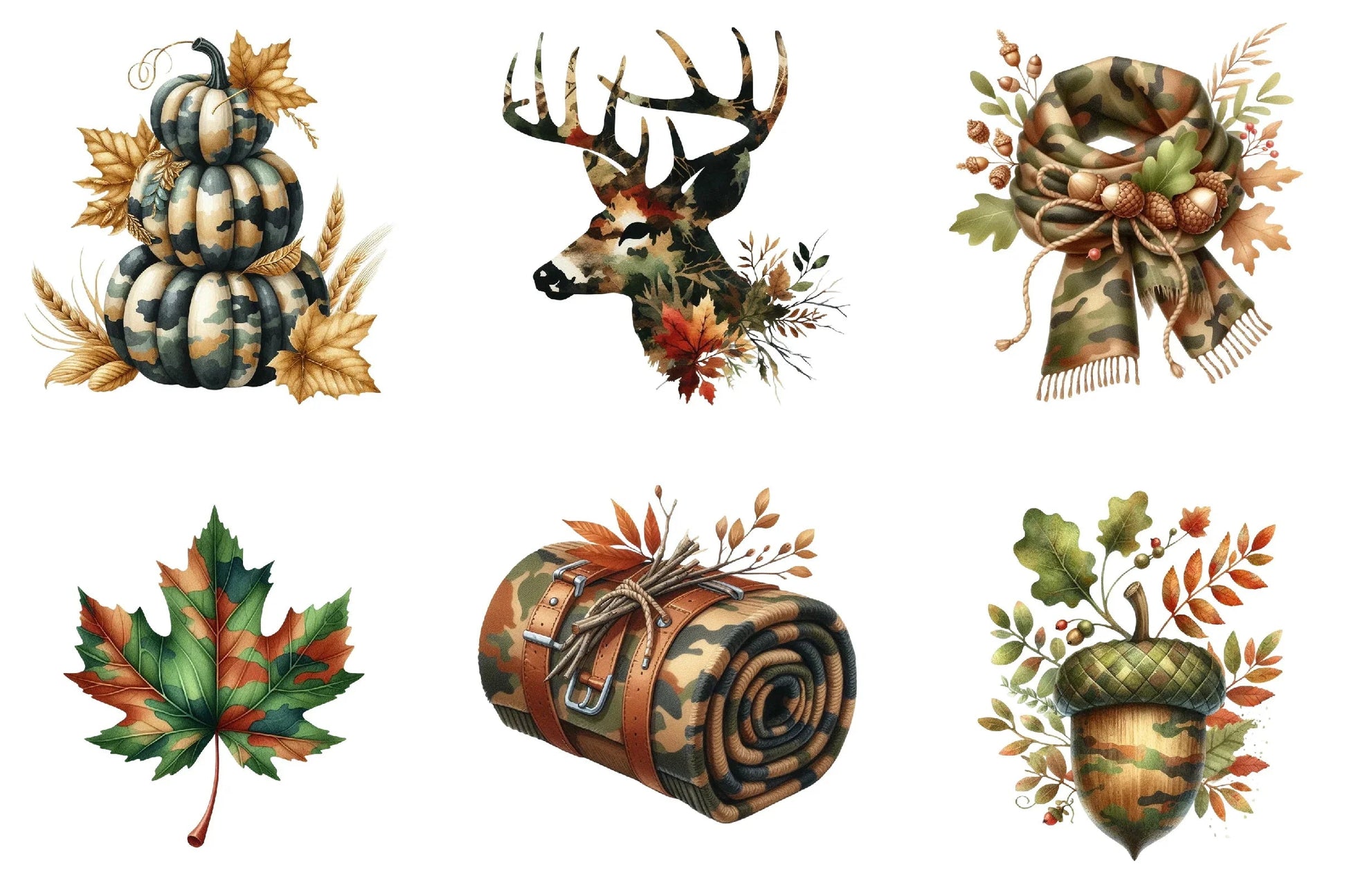 Camouflage Autumn Clipart Bundle - CraftNest - Digital Crafting and Art