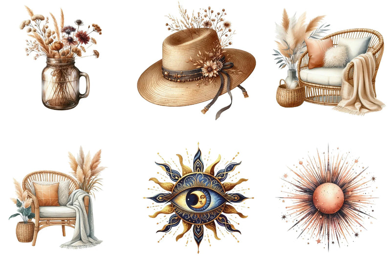 Boho Clipart Bundle - CraftNest - Digital Crafting and Art