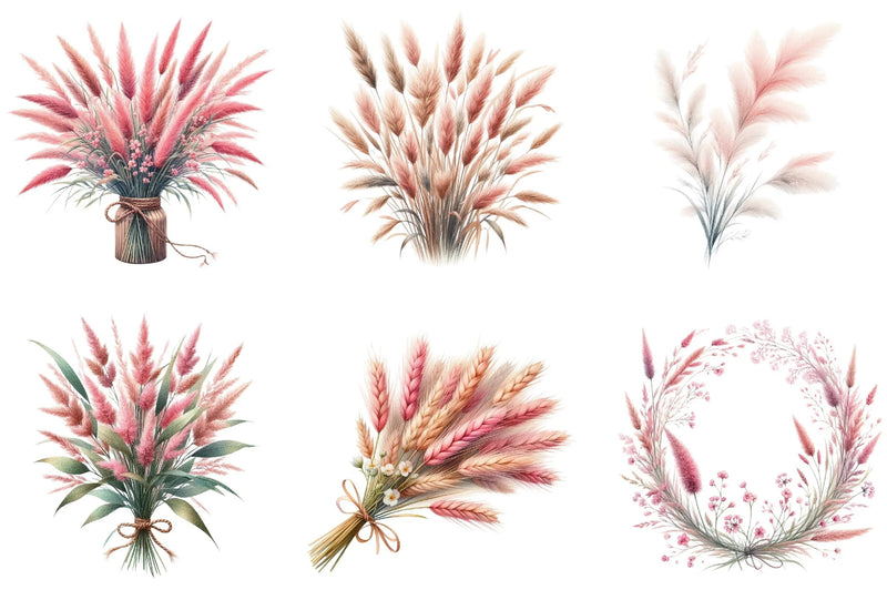 Pink Summer Grass Clipart Bundle - CraftNest - Digital Crafting and Art