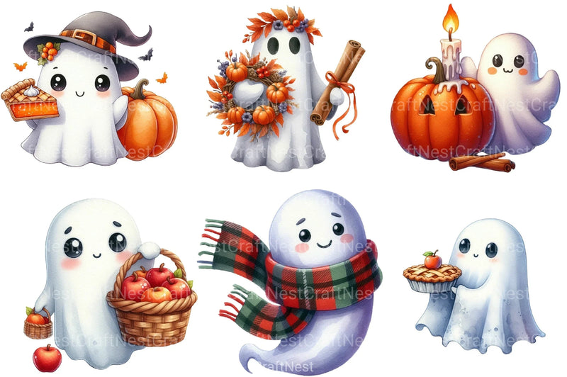 Autumn Spice Halloween Ghost Clipart Bundle - CraftNest - Digital Crafting and Art