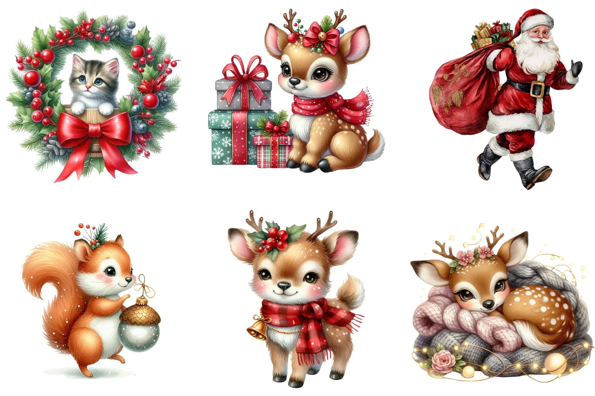 Christmas Cute Animal Clipart Bundle - CraftNest - Digital Crafting and Art