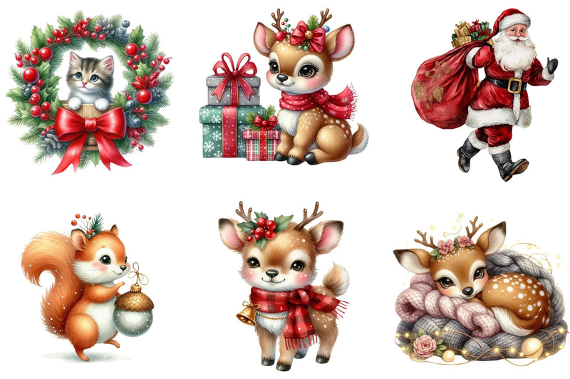 Christmas Cute Animal Clipart Bundle - CraftNest - Digital Crafting and Art