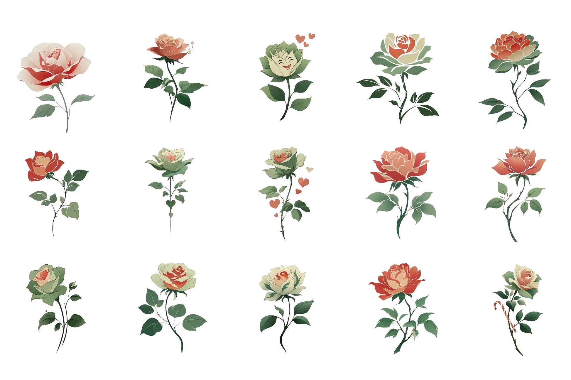 Quirky Valentine Rose Flower Clipart Bundle - CraftNest - Digital Crafting and Art