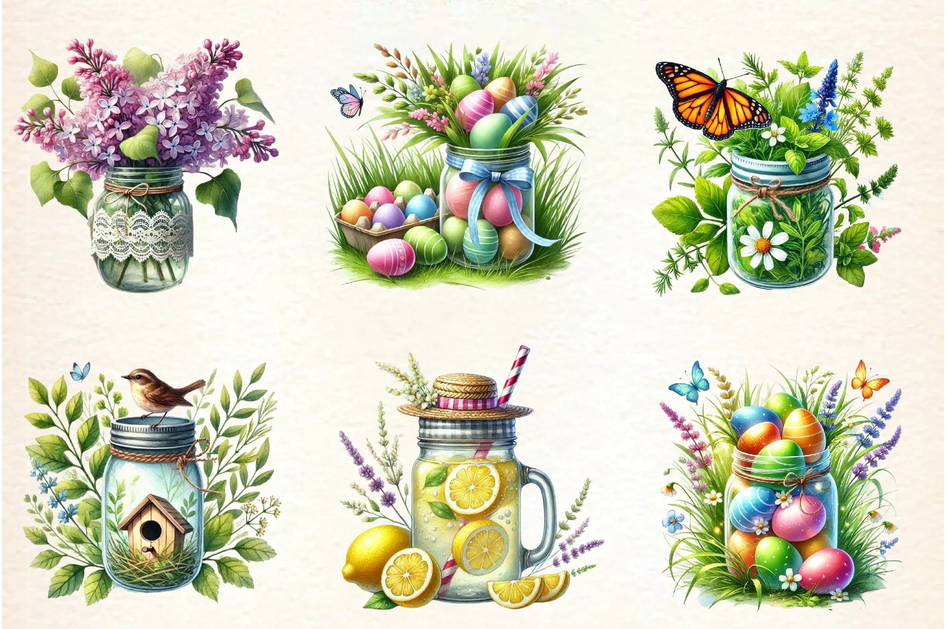 Spring Mason Jars Clipart Bundle - CraftNest - Digital Crafting and Art