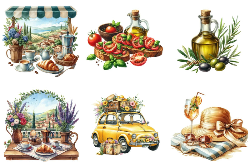 Italian Summer Clipart Bundle - CraftNest - Digital Crafting and Art