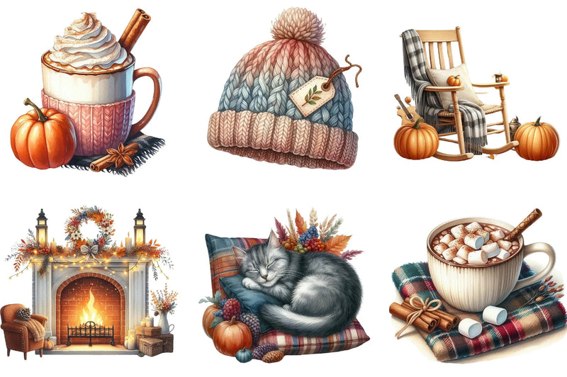 Cozy Autumn Clipart Bundle - CraftNest - Digital Crafting and Art