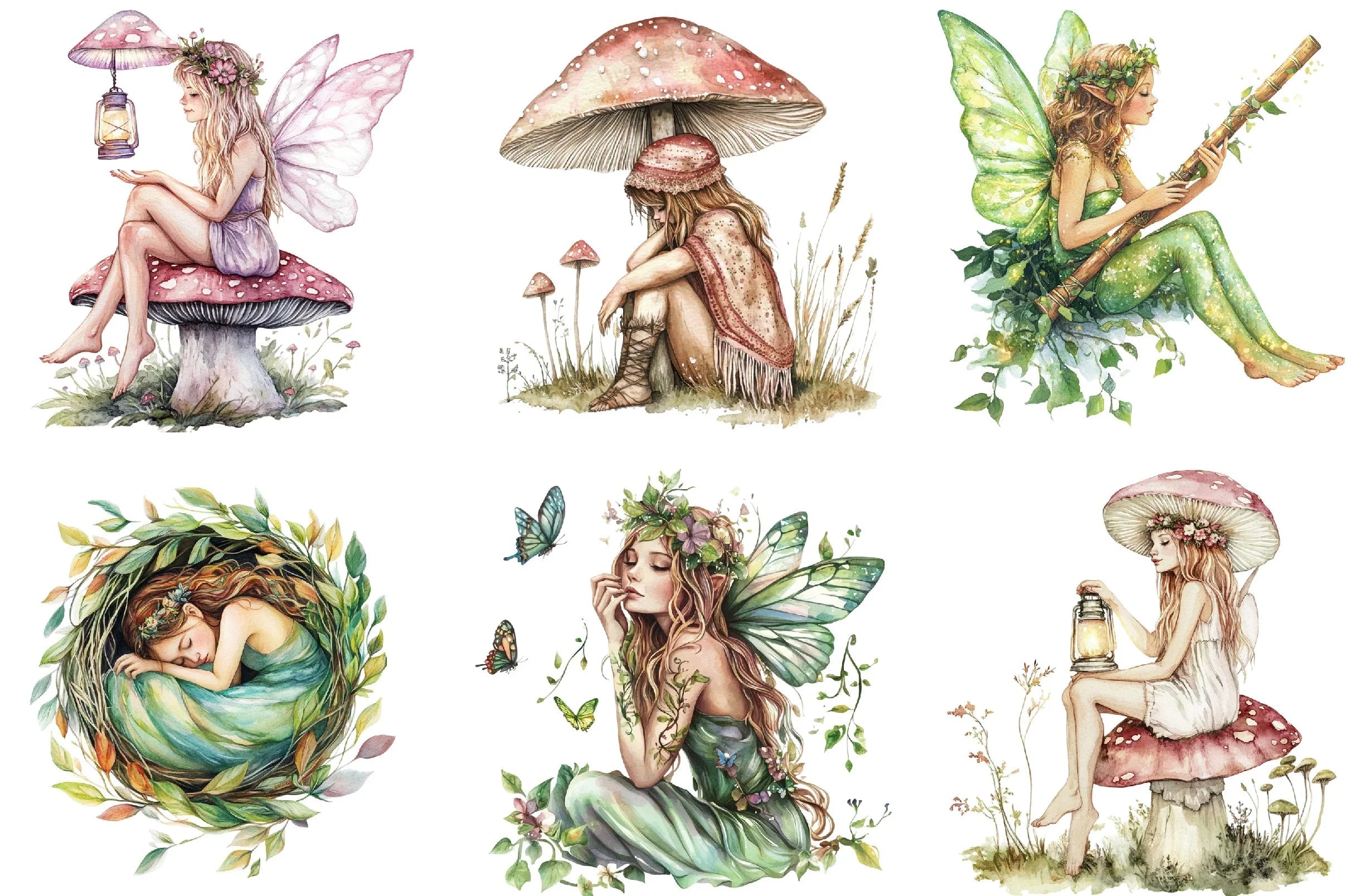Boho Woodland Fairy Clipart Bundle - CraftNest - Digital Crafting and Art