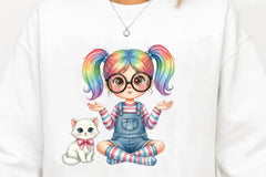 Rainbow Hair Cute Quirky Girl Clipart Bundle - CraftNest - Digital Crafting and Art
