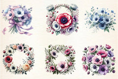 Spring Anemones Floral Clipart Bundle - CraftNest - Digital Crafting and Art