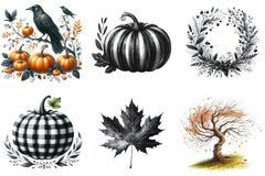 Black & White Autumn Clipart Bundle - CraftNest - Digital Crafting and Art