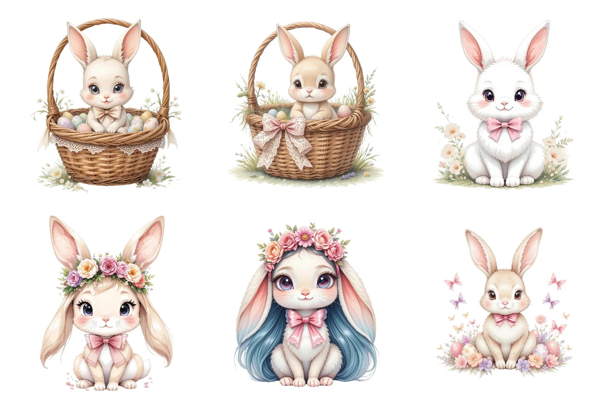 Easter Bunny Coquette Bow Clipart Bundle - CraftNest - Digital Crafting and Art