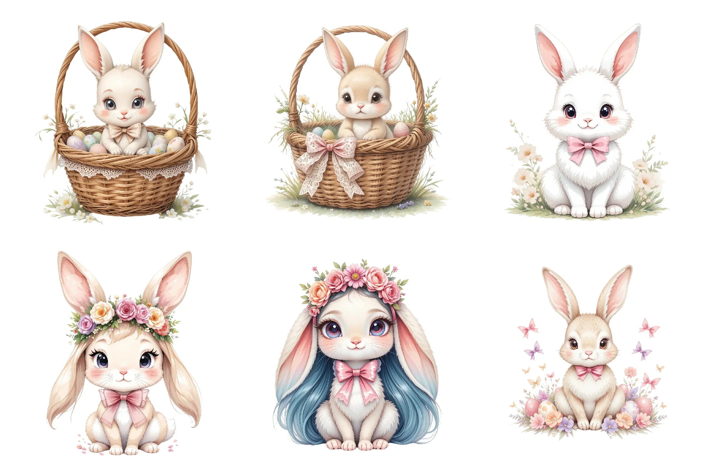 Easter Bunny Coquette Bow Clipart Bundle - CraftNest - Digital Crafting and Art