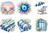 Summer Santorini Vacation Clipart Bundle