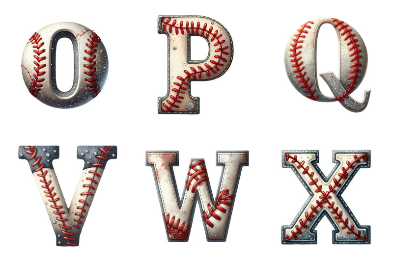 Glittery Baseball Distressed Alphabet Clipart Bundle - CraftNest - Digital Crafting and Art
