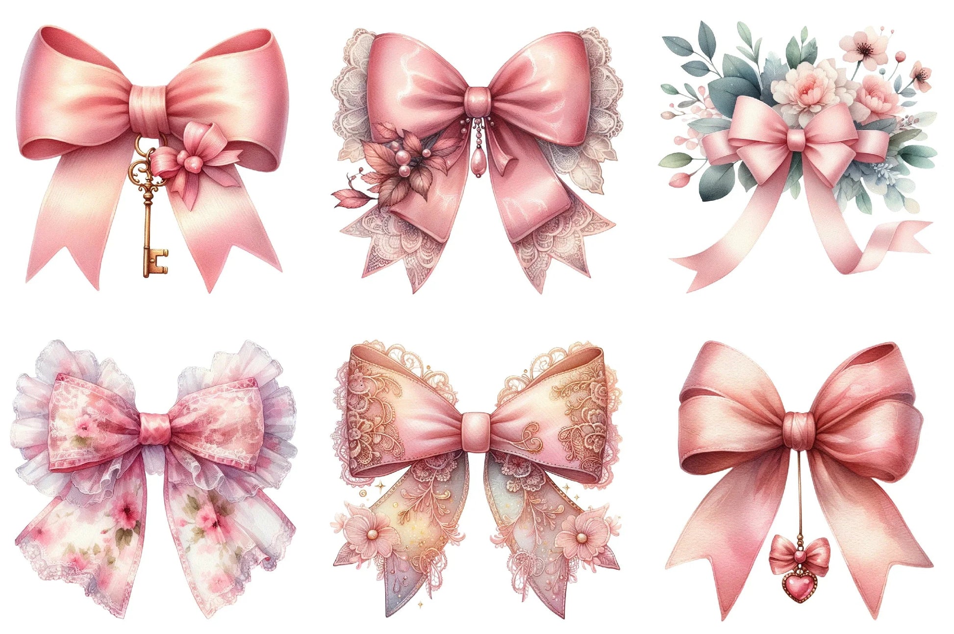 Soft Pink Coquette Bow Clipart Bundle - CraftNest - Digital Crafting and Art
