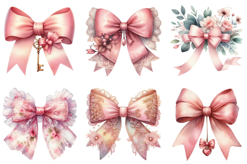 Soft Pink Coquette Bow Clipart Bundle - CraftNest - Digital Crafting and Art