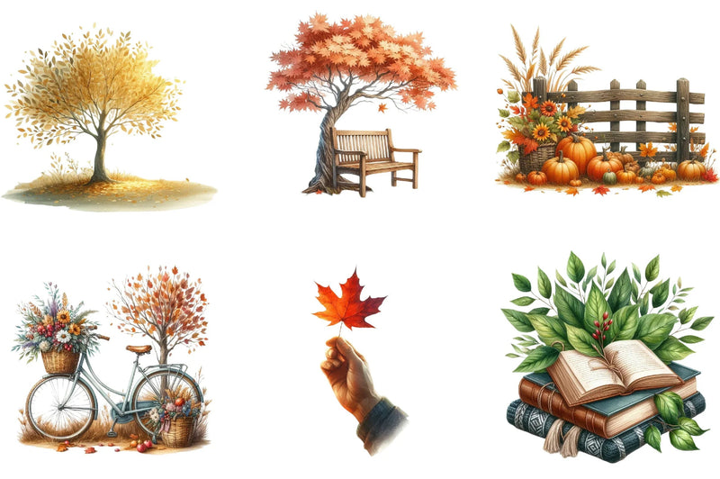 Serene Autumn Day Clipart Bundle - CraftNest - Digital Crafting and Art