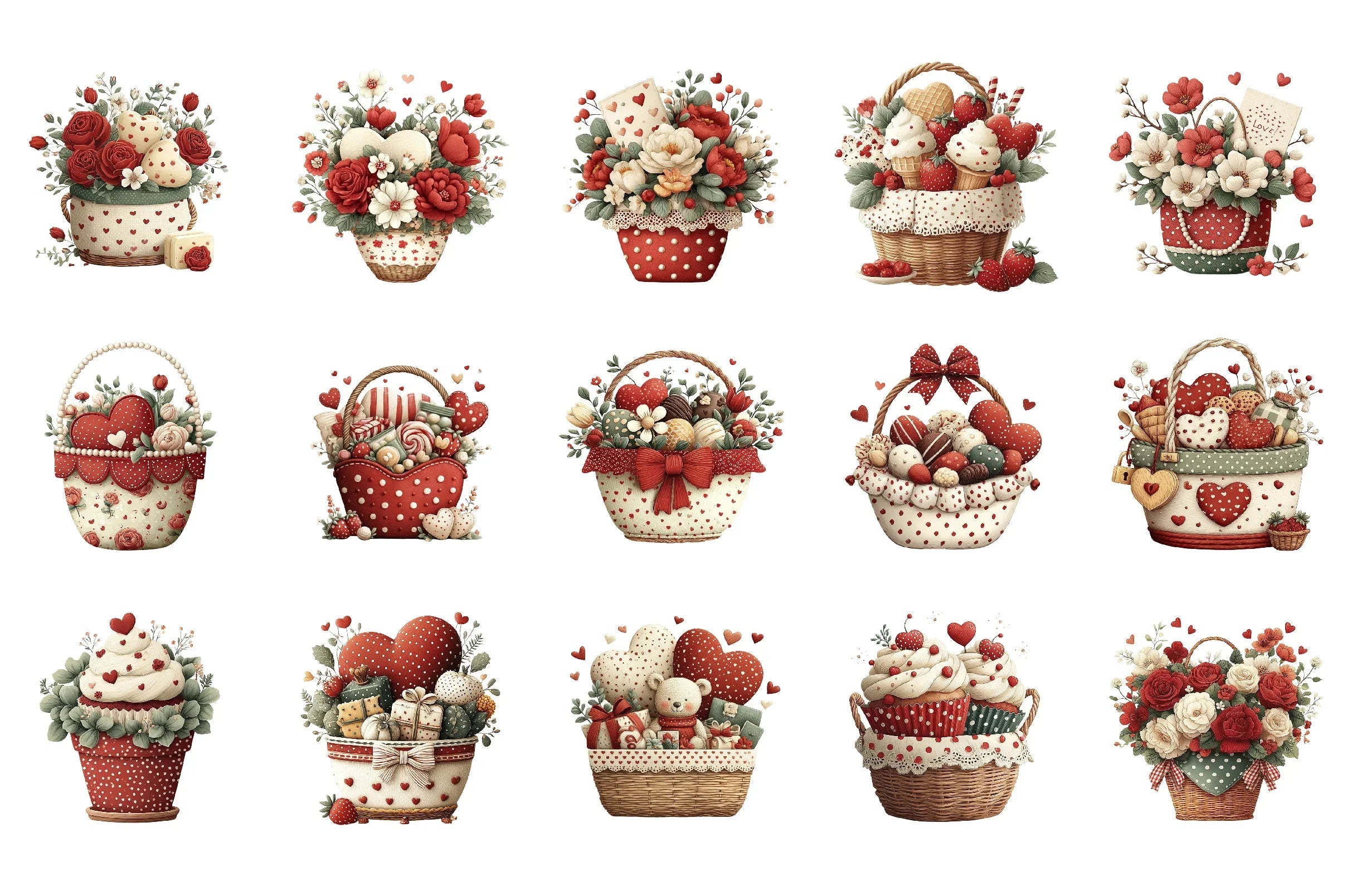 Valentine Heart Basket Clipart Bundle - CraftNest - Digital Crafting and Art