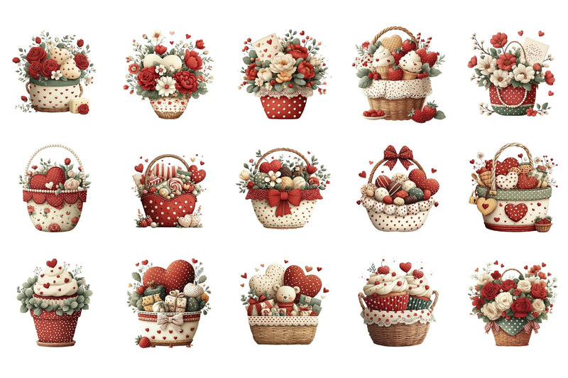 Valentine Heart Basket Clipart Bundle - CraftNest - Digital Crafting and Art