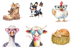 Cute Funny Farm Animals Clipart Bundle - CraftNest - Digital Crafting and Art
