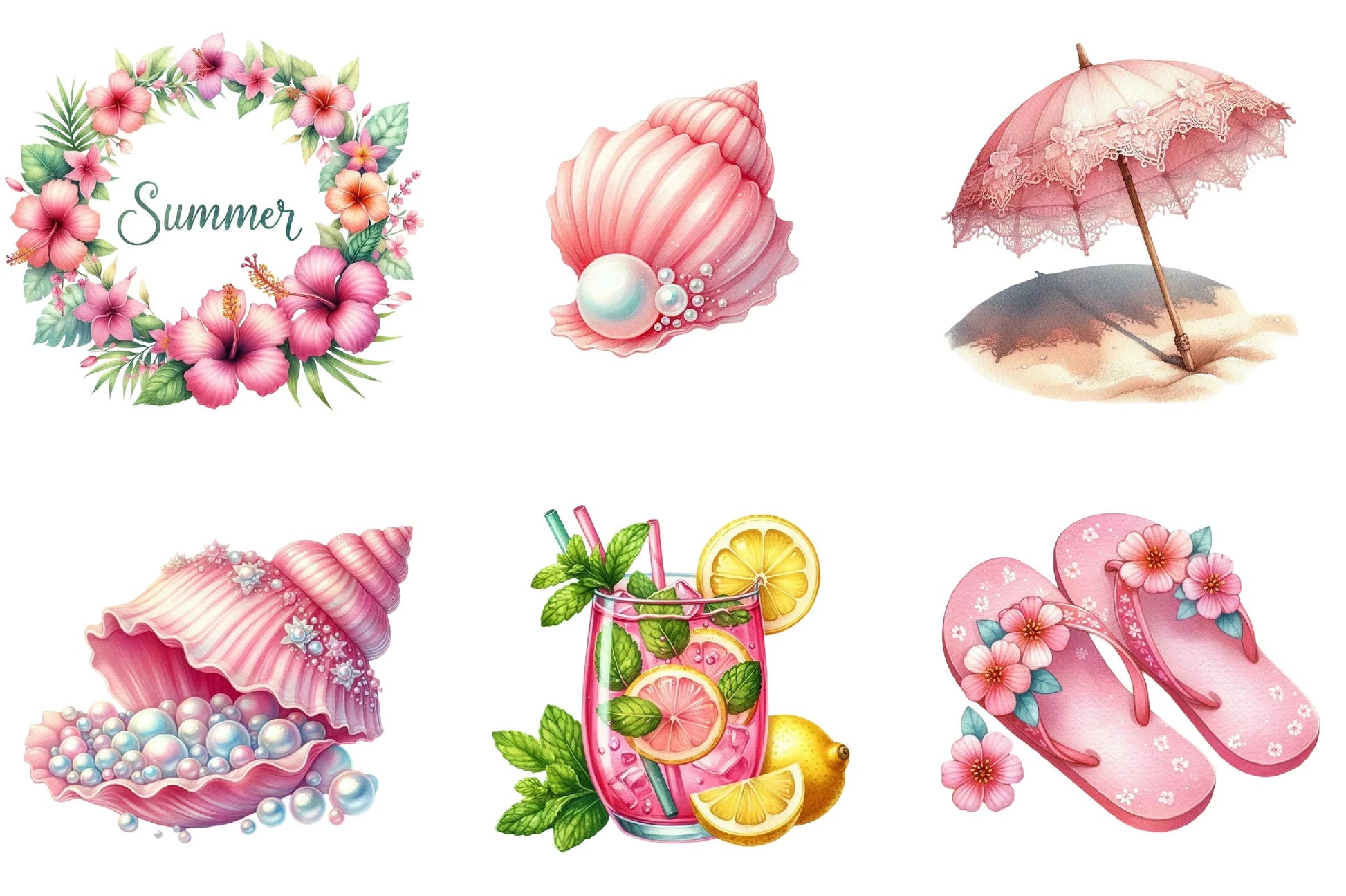 Pink Summer Clipart Bundle - CraftNest - Digital Crafting and Art