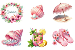 Pink Summer Clipart Bundle - CraftNest - Digital Crafting and Art