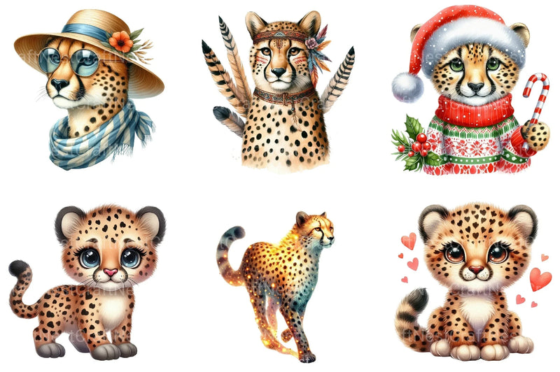 Cheetah Clipart Bundle - CraftNest - Digital Crafting and Art