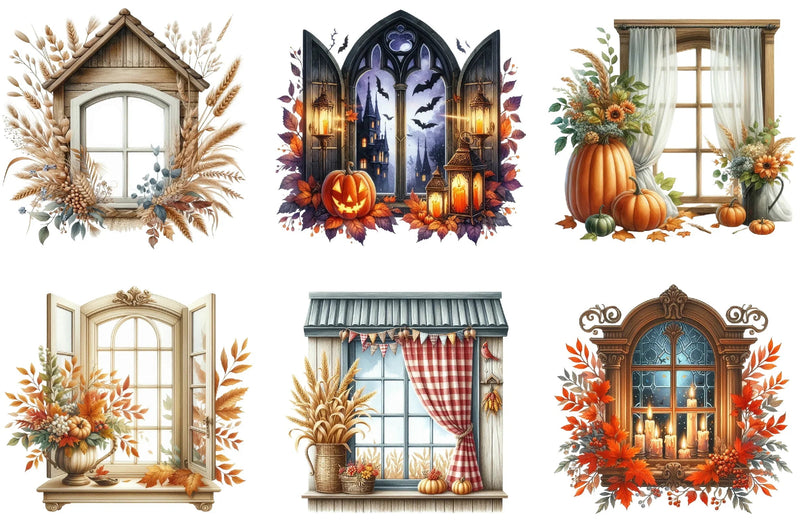 Autumn Window Clipart Bundle - CraftNest - Digital Crafting and Art