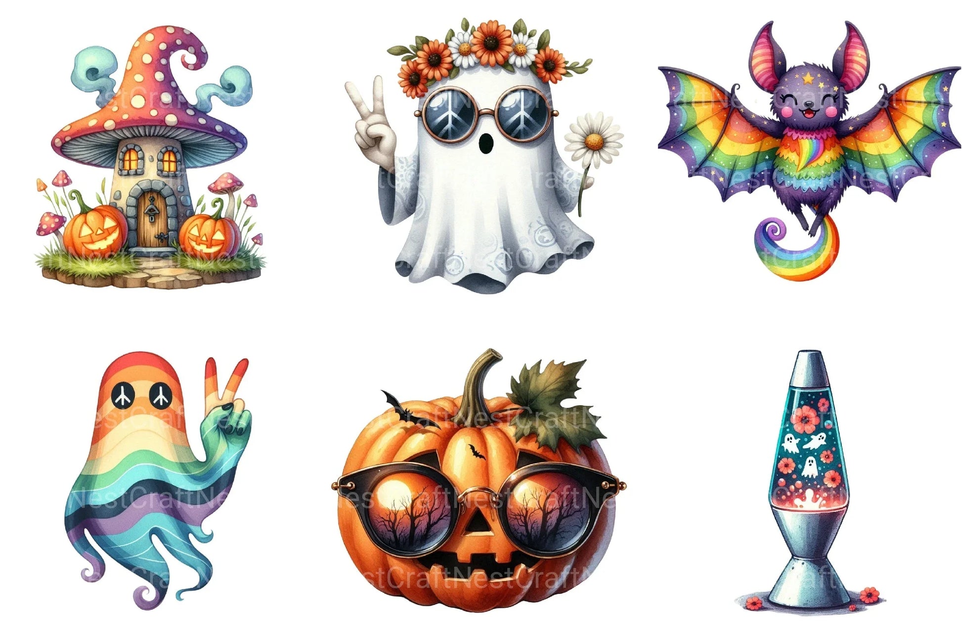 Groovy Halloween Day Clipart Bundle 2 - CraftNest - Digital Crafting and Art