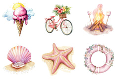 Pink Summer Beach Clipart Bundle - CraftNest - Digital Crafting and Art