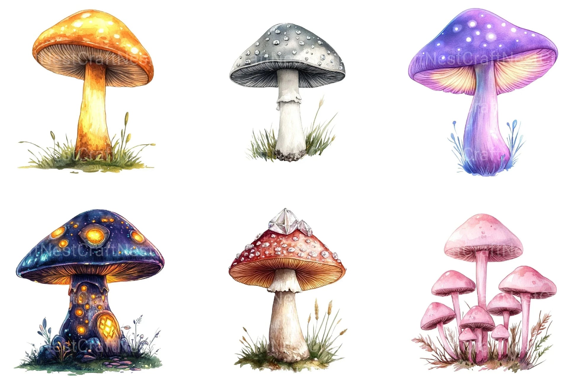 Magical Mushrooms Clipart Bundle 66 - CraftNest - Digital Crafting and Art
