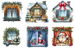 Christmas Cozy Window Clipart Bundle - CraftNest - Digital Crafting and Art