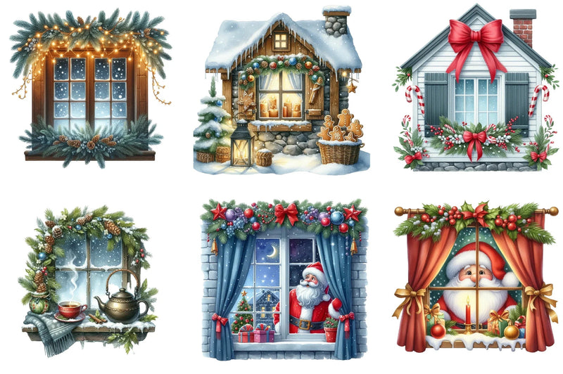 Christmas Cozy Window Clipart Bundle - CraftNest - Digital Crafting and Art