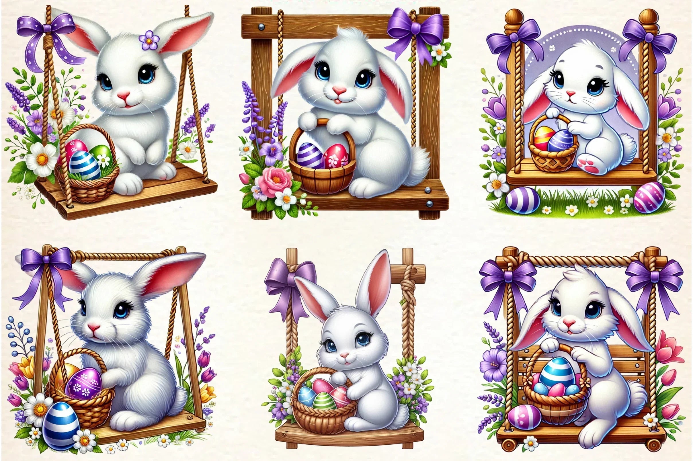 Easter Bunny Swing Clipart Bundle - CraftNest - Digital Crafting and Art