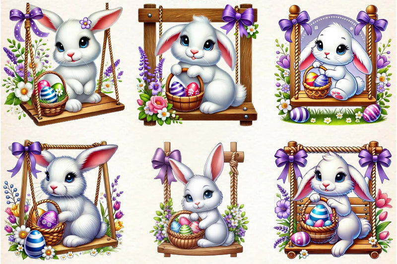 Easter Bunny Swing Clipart Bundle - CraftNest - Digital Crafting and Art