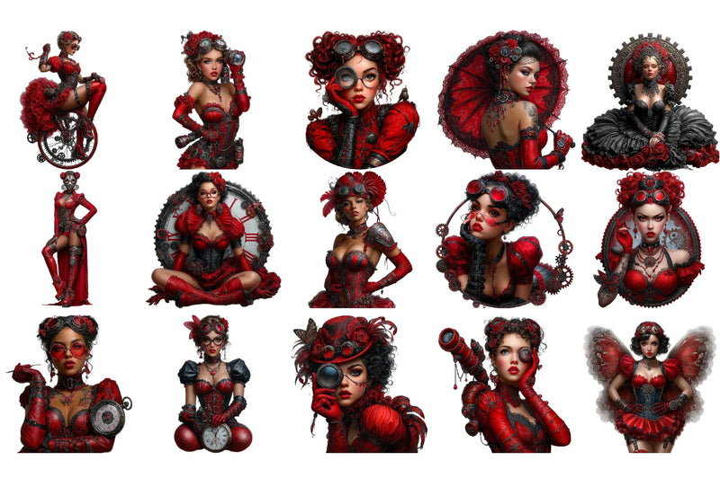 Gothic Steampunk Woman Clipart Bundle - CraftNest - Digital Crafting and Art