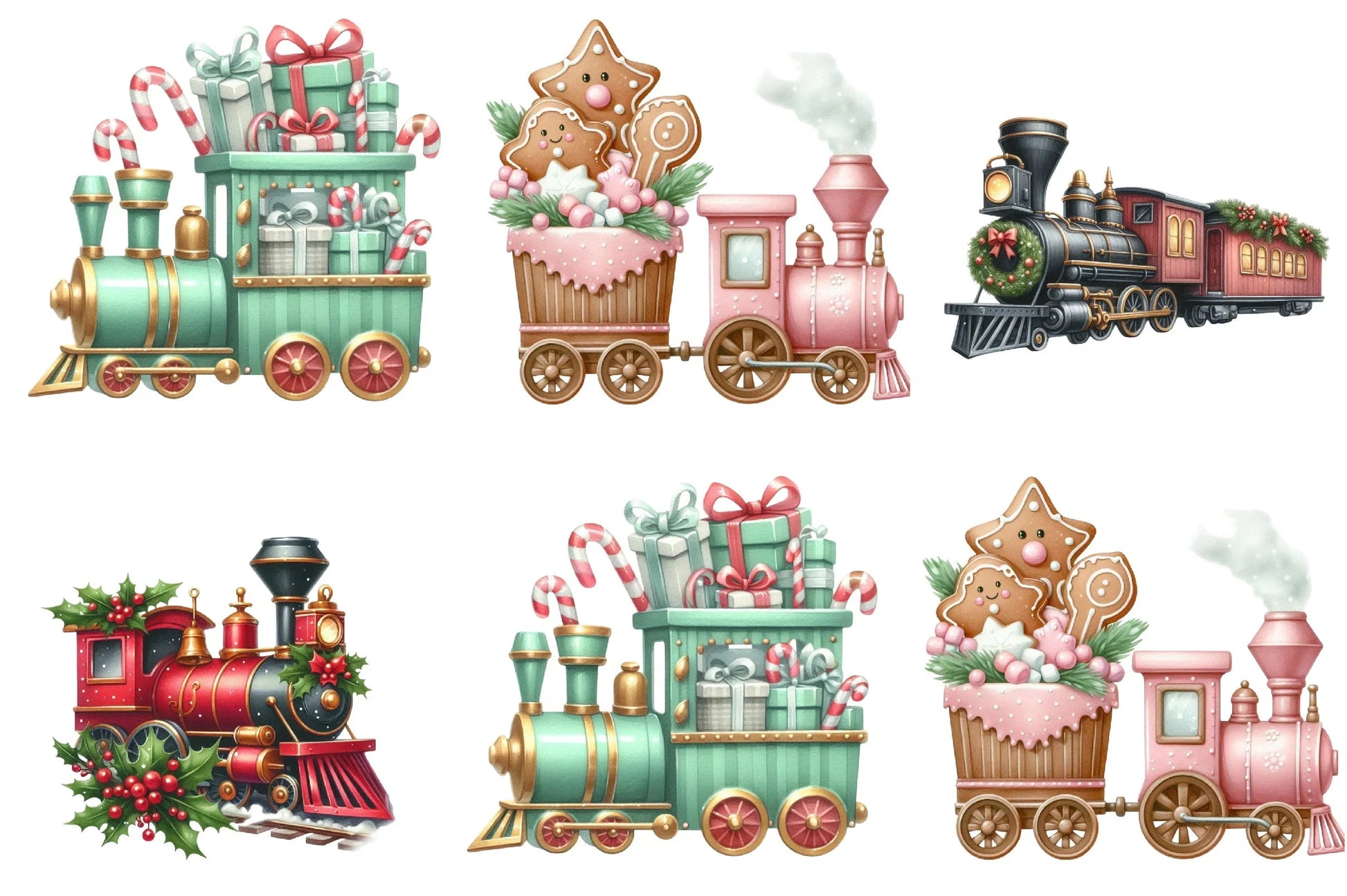 Christmas Train Clipart Bundle - CraftNest - Digital Crafting and Art