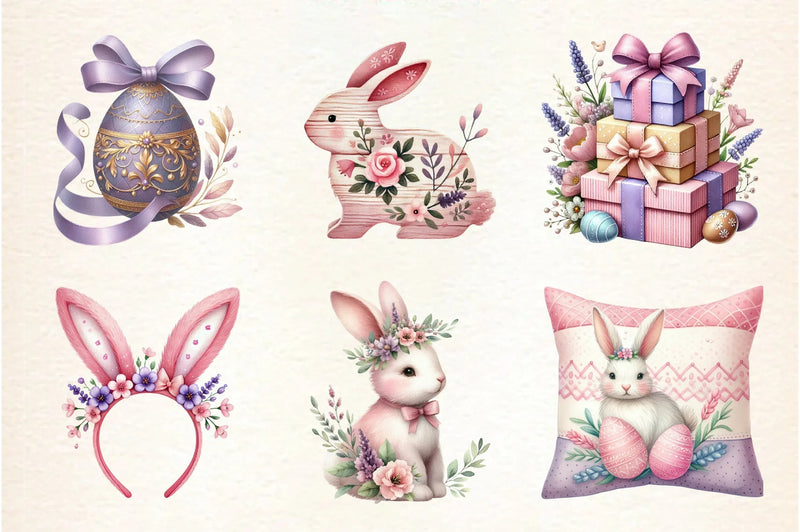 Pink and Purple Easter Clipart Bundle - CraftNest - Digital Crafting and Art