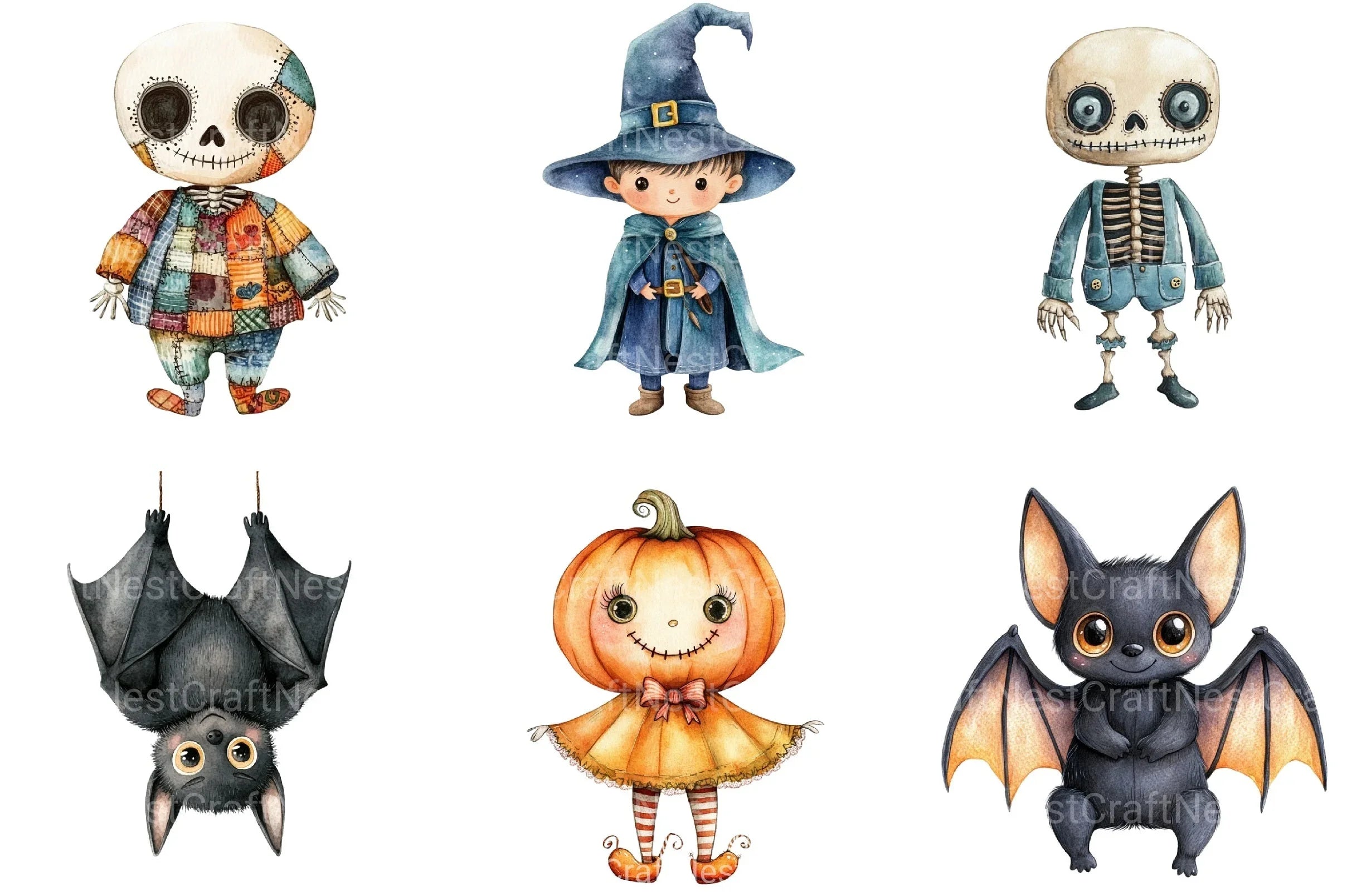 Whimsical Halloween Dolls Clipart Bundle - CraftNest - Digital Crafting and Art