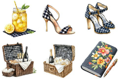Luxury Black Gingham Summer Clipart Bundle - CraftNest - Digital Crafting and Art